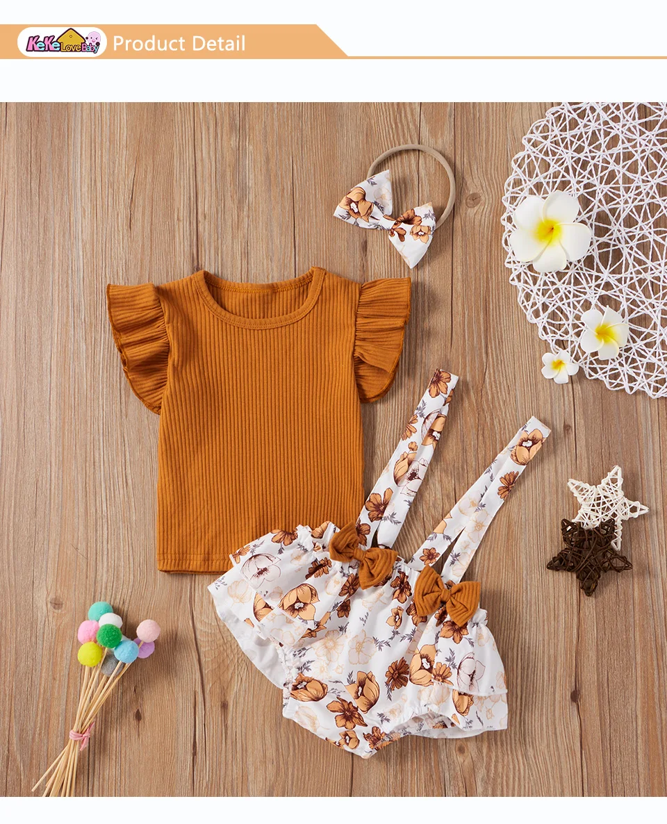 Baby Clothing Set for boy Newborn Infant Baby Girl Clothes Set Fashion Knit Ruffle Tops Shorts Headband Summer 3Pcs Outfit Overall For New Born Clothing baby shirt clothing set