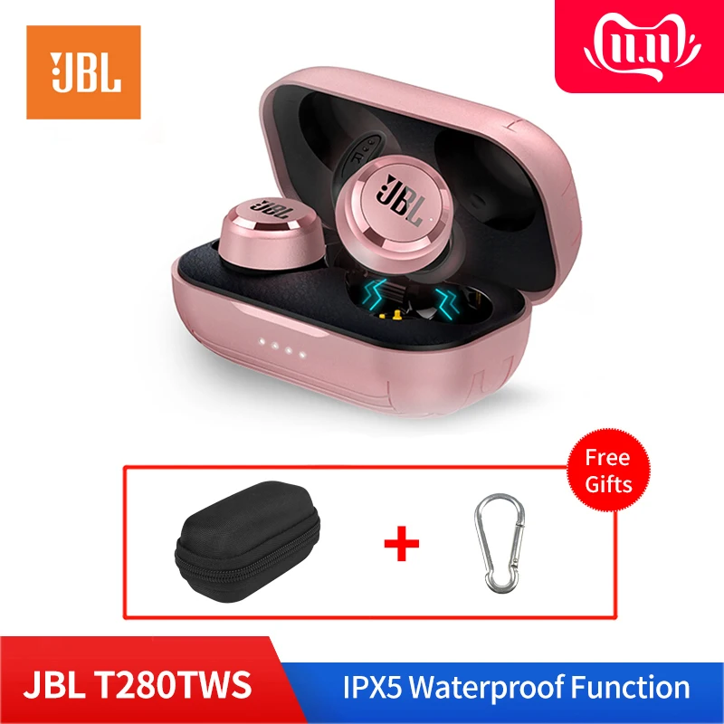 R$508.32 28% de desconto|Jbl t280 tws no ouvido sem fio bluetooth v5.0 esporte fones de ouvido ipx5 à prova dipágua estéreo música dinâmico fone de ouvido com caixa carga e microfone-in Fones de ouvido from Eletrônicos on AliExpress 