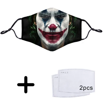 

The Joker Villain Eric Border Jack Napier Superhero 3D Filtered Dust Mask Pattern Face Mouth PM2.5 With Free Filter 2 pcs Masks