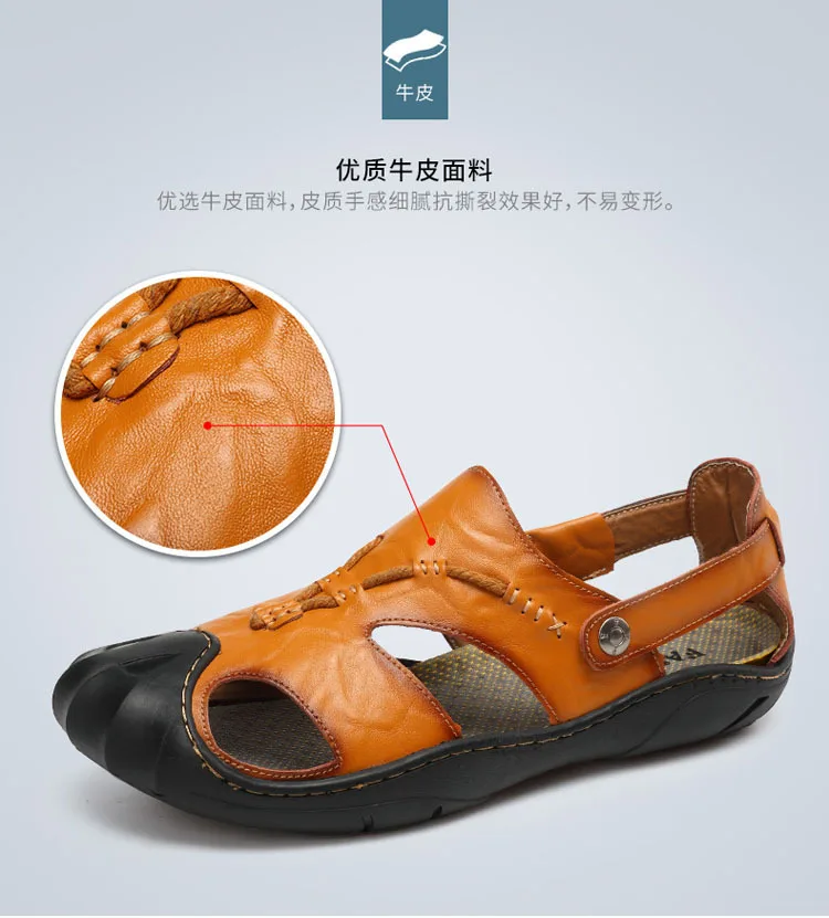 COWCOM/летние сандалии; мужская пляжная обувь; Мужская Уличная обувь; Повседневная дышащая обувь из воловьей кожи; размер 46 CLK