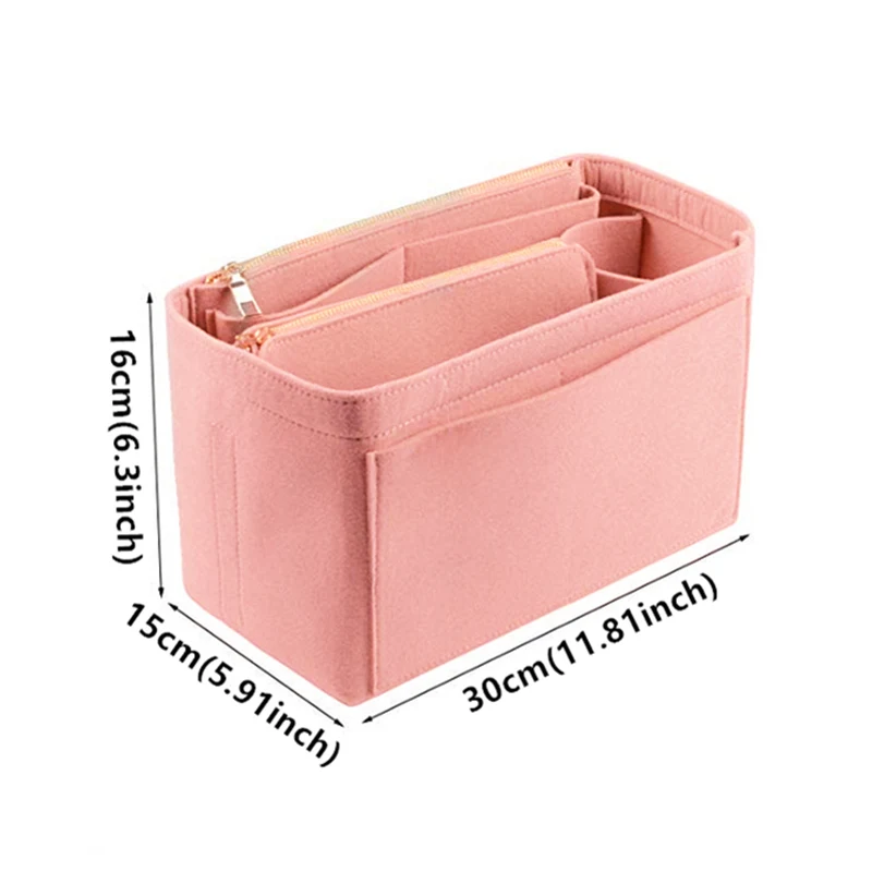 Root pink Популярный женский органайзер для макияжа, войлочная тканевая сумка-вкладыш, многофункциональная дорожная косметичка для девушек, хранение туалетных принадлежностей, сумки-вкладыши - Цвет: Root pink
