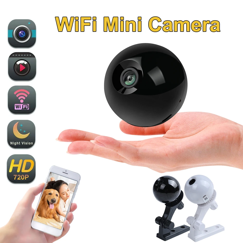 720P Мини-Камера Wi-Fi для домашней безопасности с функцией ночного видения
