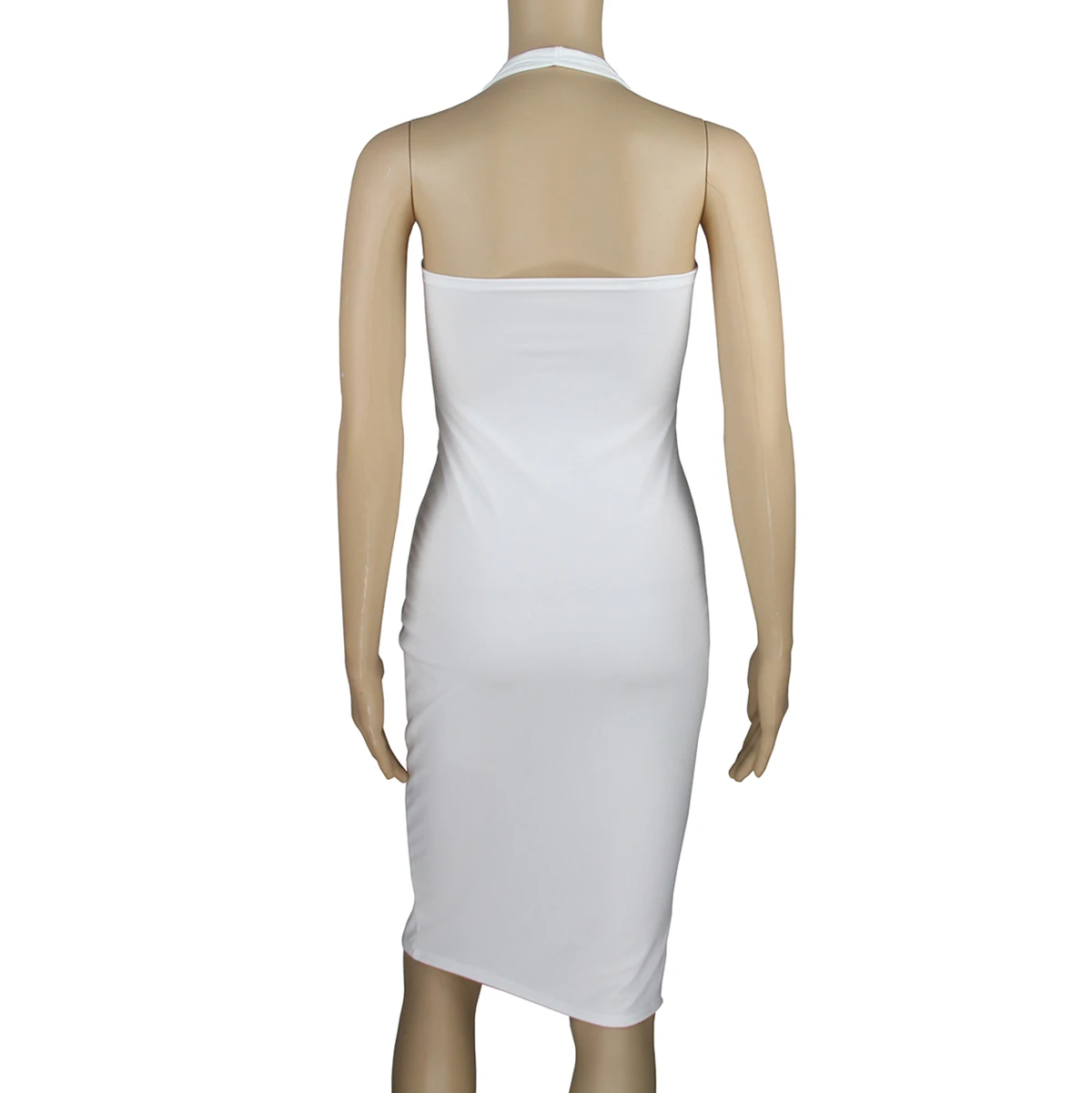 Обувь для ночного клуба сексуальное Белое платье с v-образным вырезом и лямкой на шее разрез платье с лямкой на шее, с бесплатной доставкой