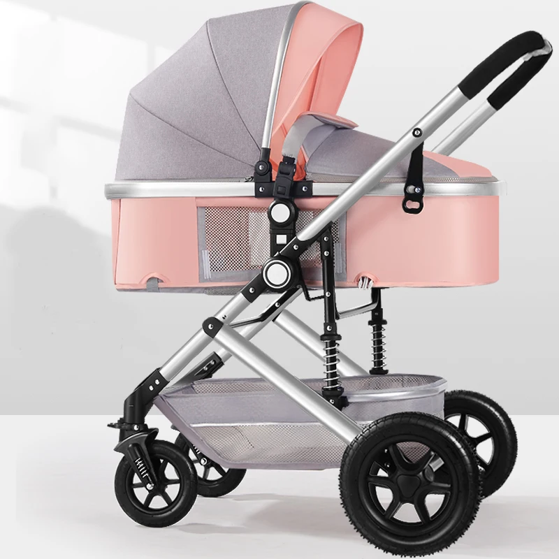 Baby Stroller 2 in 1 Lightweight Baby Stroller High Landscape Pram Pushchair Can Sit Can Lie Pram pin