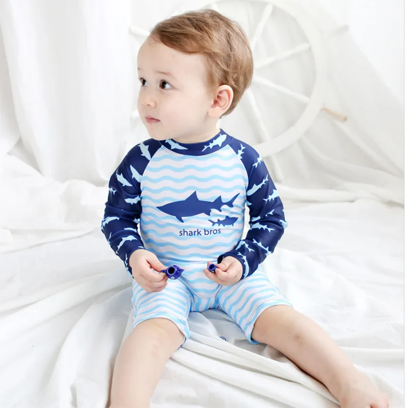 

CHILDREN'S Bathing Suit BOY'S One-piece Swimwear Children Wave Fish Quick-Dry Sun-resistant Infant 1-8-Year-Old No Baby Urethane