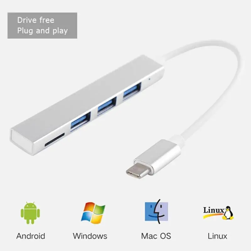 Type C концентратор USB-C-3 порта USB 2,0+ TF слот для карты сплиттер конвертер OTG Кабель-адаптер для Macbook Pro iMac ПК Аксессуары для ноутбуков