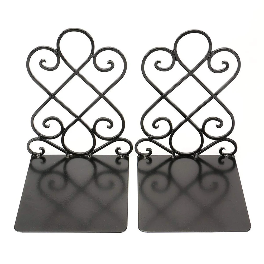 

1pair Home Office Stationery Iron Stand Holder Storage Desktop Organizer Documents Book End Kids Shelf Support School Student
