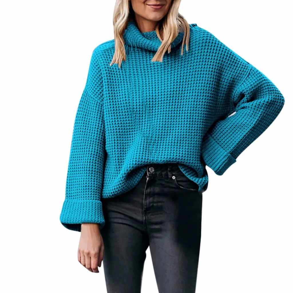 

Feitong Ladies Turtleneck Sweaters Autumn Winter 2019 Pull Jumpers European Casual Twist Warm Sweaters Female oversized sweater