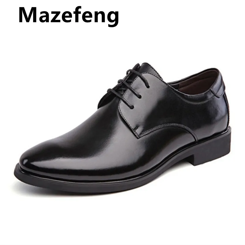 

2019 Men Weddin Shoes Microfiber Leather Formal Business Pointed Toe for Man Dress Shoes Men's Oxford Flats Lace-Up