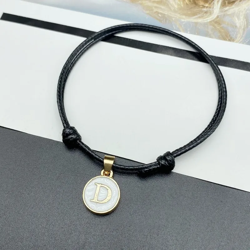 1 PC New Fashion Name Bracelet Adjustable Initial Letter Hand Jewelry Gift For Friend Black White Pendant Braceletl Wholesale