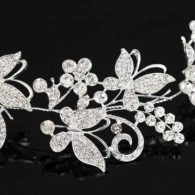 Тиары из цинкового сплава с бабочкой и кристаллами для невесты|wedding bridal tiara|bridal