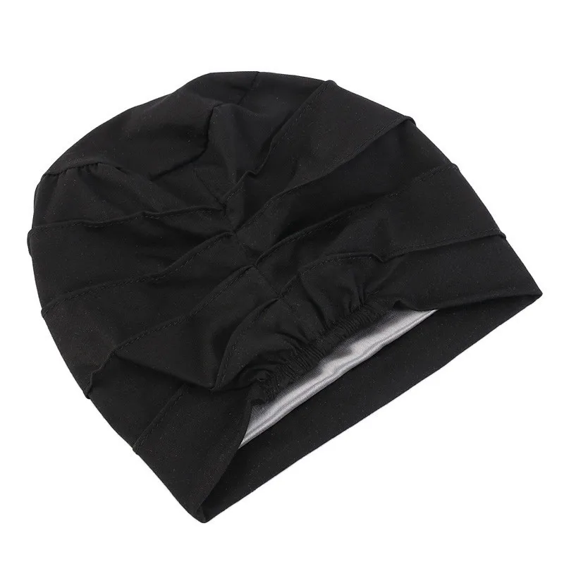 head wrap for women Helisopus New Double Layer Satin Lined Chemo Cap Muslim Women Night Stretch Sleep Cotton Cancer Hair Loss Bonnet Hat Accessories bride headband