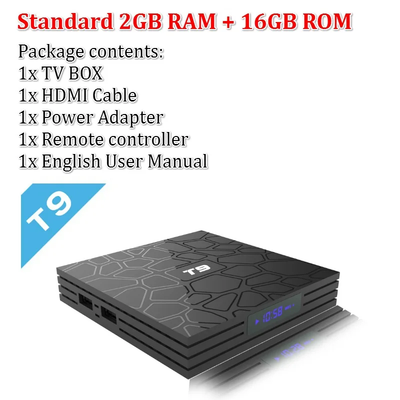 Only 2GB 16GB T9 Android tv BOX Android 9,0 2 GB/4 GB 32 GB/64 GB Rockchip RK3318 H.265 4K USB 3,0 2,4G/5G WiFi Bluetooth 4,1 Smart tv box медиа - Цвет: Only 2GB 16GB