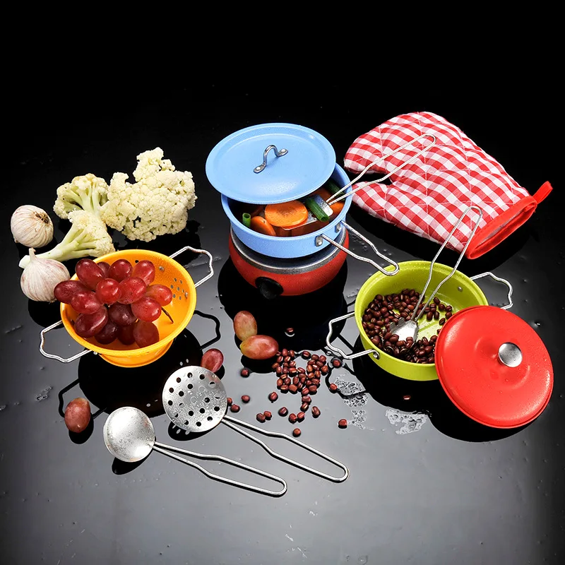 

Douyin Children Mini Kitchenware Kit Model Cooking Stainless Steel Play House Kitchen Cooking Deft Candy Toy