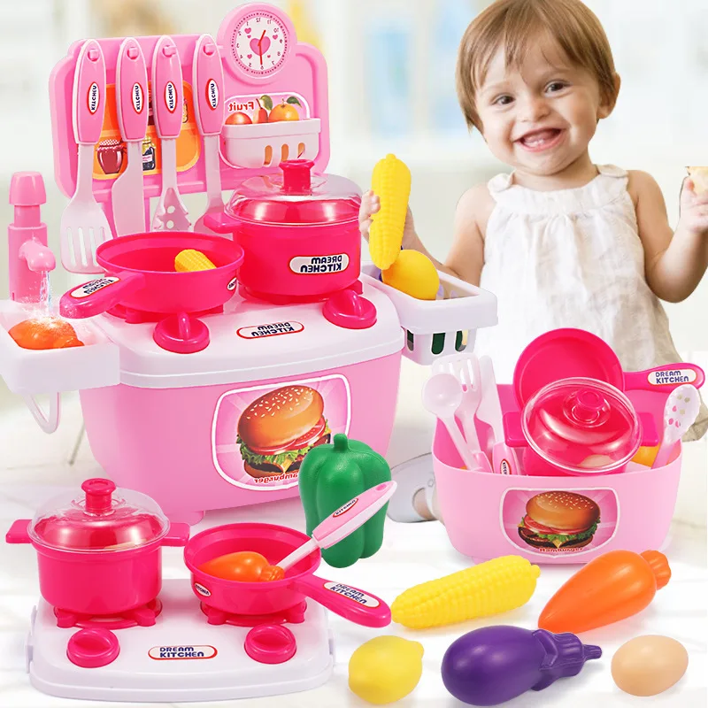 

Play House Children Kitchen Toy Baby Cooking with Water Extractor Dining Table Rich Kitchenware Toy