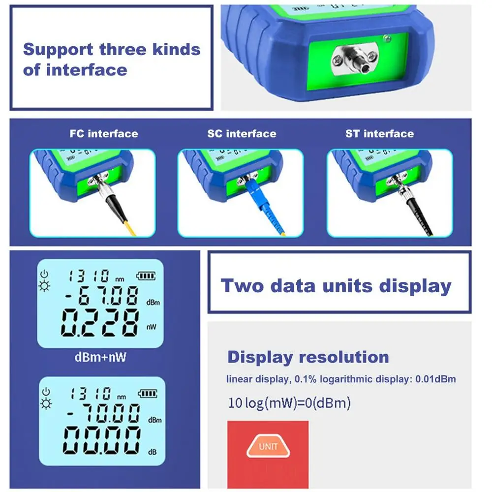 2 в 1 Мини RJ45 сетевой тестер волоконно-оптического кабеля-70~+ 3dBm со Светодиодный Измеритель оптической мощности 800~ 1000nm