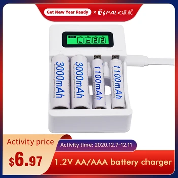 4 Slot Ulrea Fast Smart Intelligent Battery Usb Charger For 1.2V AA AAA NiCd NiMh Rechargeable Battery LCD Display Quick Charger 7 2v 250mah with tamiya connectors usb charger units for nicd nimh battery pack charger for toy rc car tank boat for ket 2p plug