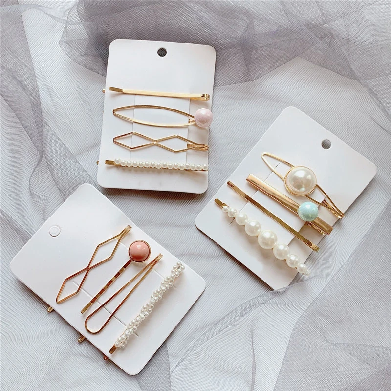 Новинка женские заколки для волос 4 шт./компл. геометрические с бусинами и