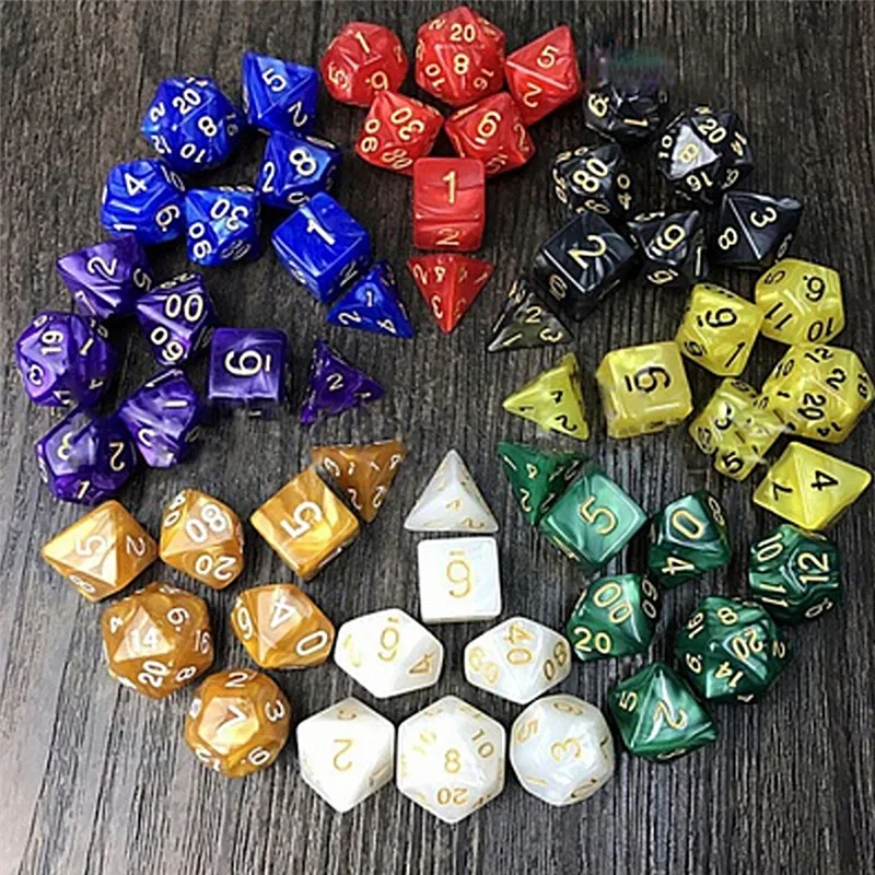 7 unids/set 6 colores múltiples dados d & d d4 d6 d8 d10 d % d12 d20 poliédrico juegos juego de dados de juego de entretenimiento dados