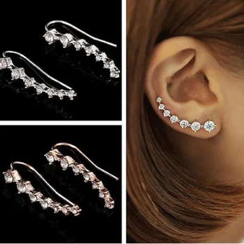 

fashion black gold/silver color zircon hook hoop ear hook for women Boucle D'oreille Bijoux gifts Jewelry E4673