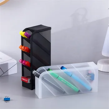 

Inclined Insert Scrub Pencil Holders Desk Pen Storage Box Stationery Rack Transparent Makeup Brush Storage Tube Students Supply