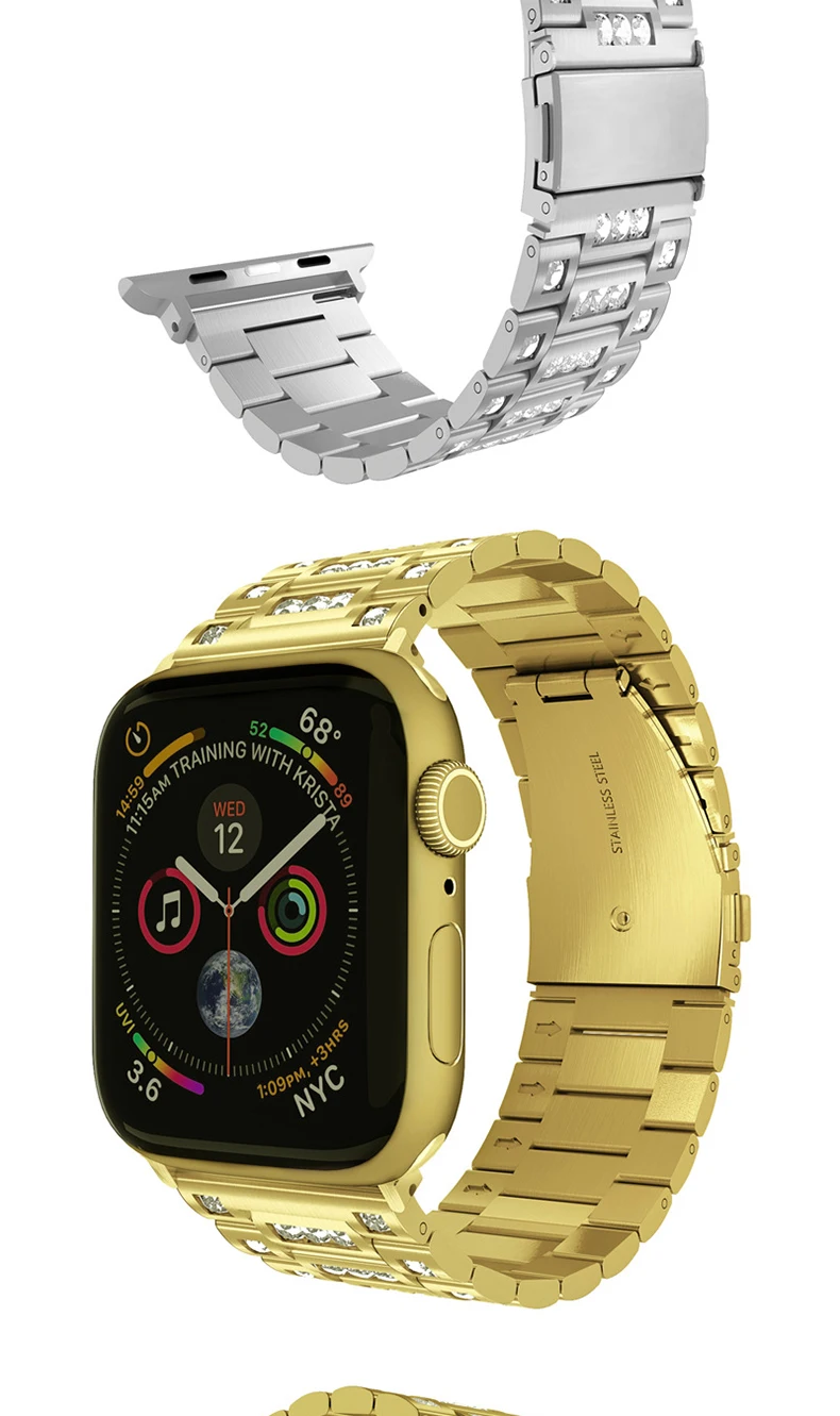 Ремешок для умных часов для apple watch 44 мм 42 мм 40 мм 38 мм для apple часы из нержавеющей стали с бриллиантами модные часы со стразами на ремешке