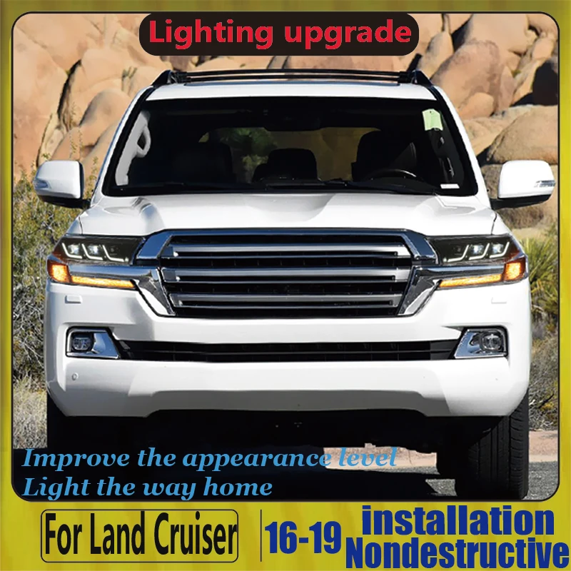 Для TOYOTA Land Cruiser FJ200 LC200 полный светодиодный головной светильник 2016-2019 год с DRL