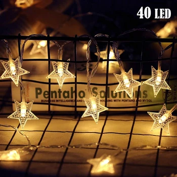 

40LED 6M Star String Light Plug in Fairy String Lamp Waterproof for Indoor Outdoor Wedding Party New Year Garden Decoration 220V