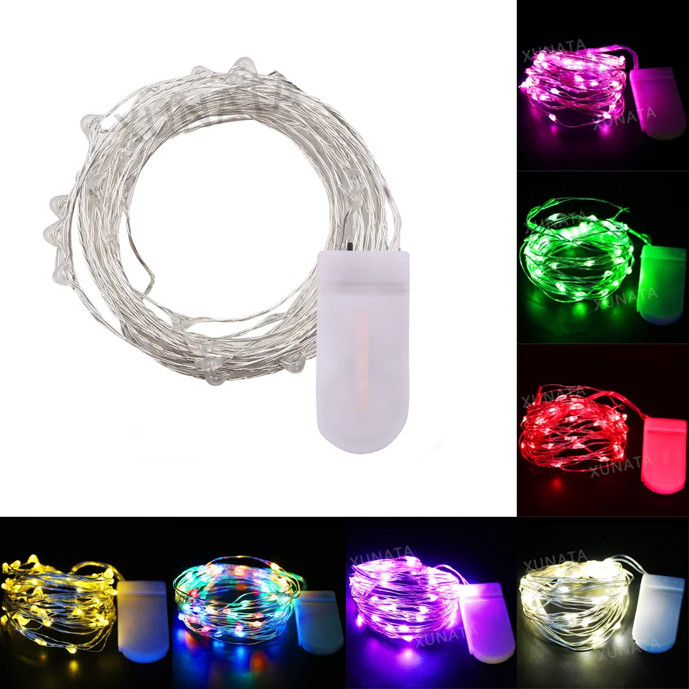 A 20 or 40 LED copper wire string light, battery-operated and flexible, perfect for indoor or outdoor decor ambiance. multi colors 02