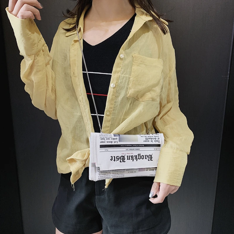 

New Women Messenger bag Letter Newspaper Chain Bag Handbag Shoulder Bag Leather