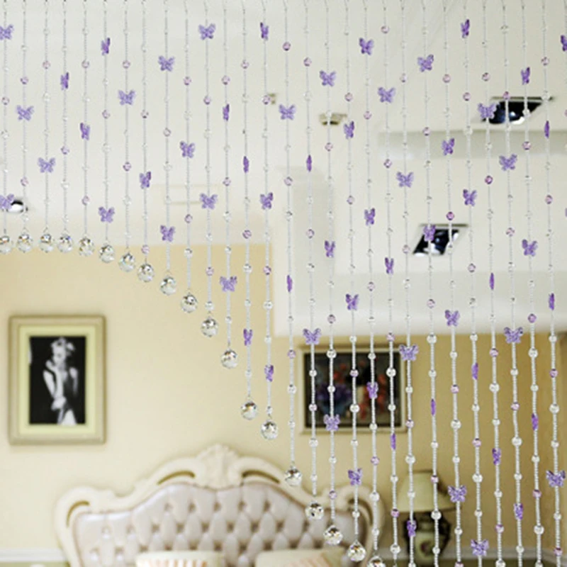 light purple Женская занавеска из бисера, роскошная занавеска из хрустального стекла для гостиной, спальни, окна, свадебные украшения, подарок, Прямая поставка - Цвет: light purple
