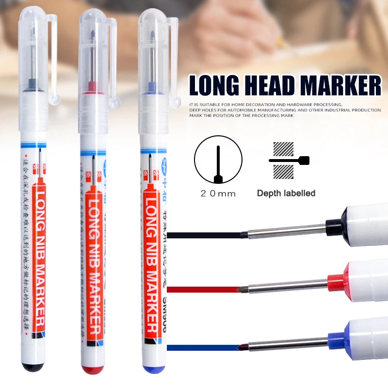 

Long Head Markers Bathroom Woodworking Decoration Multi-purpose Deep Hole Marker Pens FO Sale