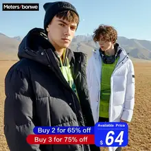 Metersbonwe зимний мужской деловой длинный толстый зимний пуховик Мужская однотонная модная верхняя одежда теплое ветрозащитное пальто