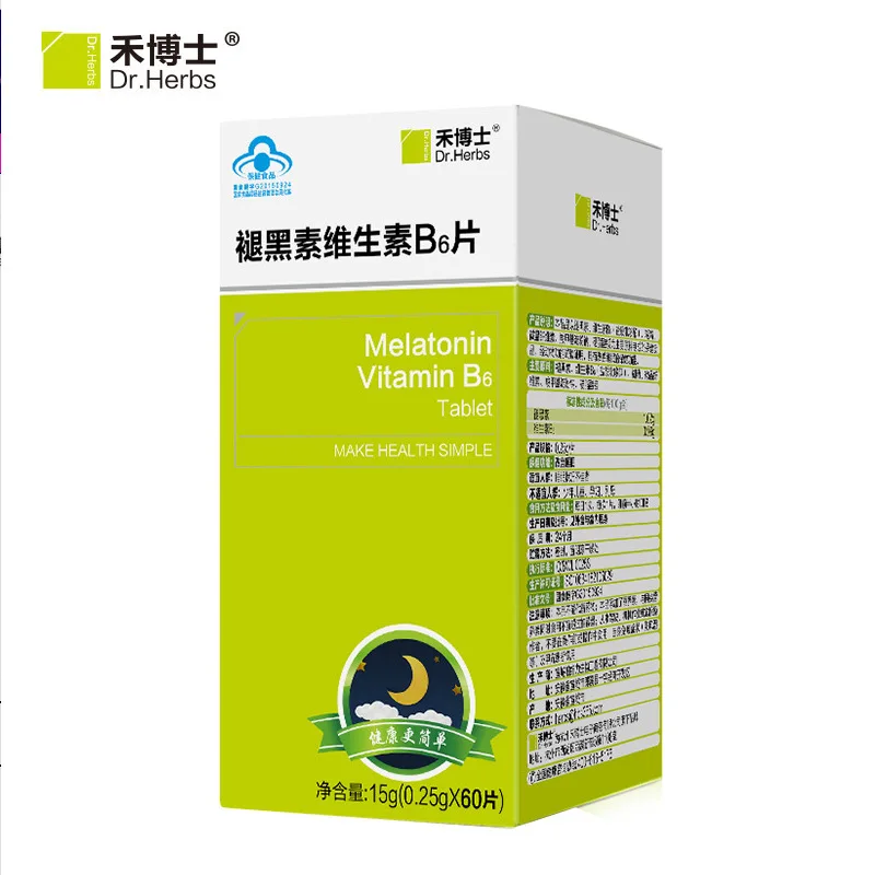 Аутентичные таблетки Dr. He Melatonin витамин B6 60 таблеток 2020 Nian 5 Yue для улучшения