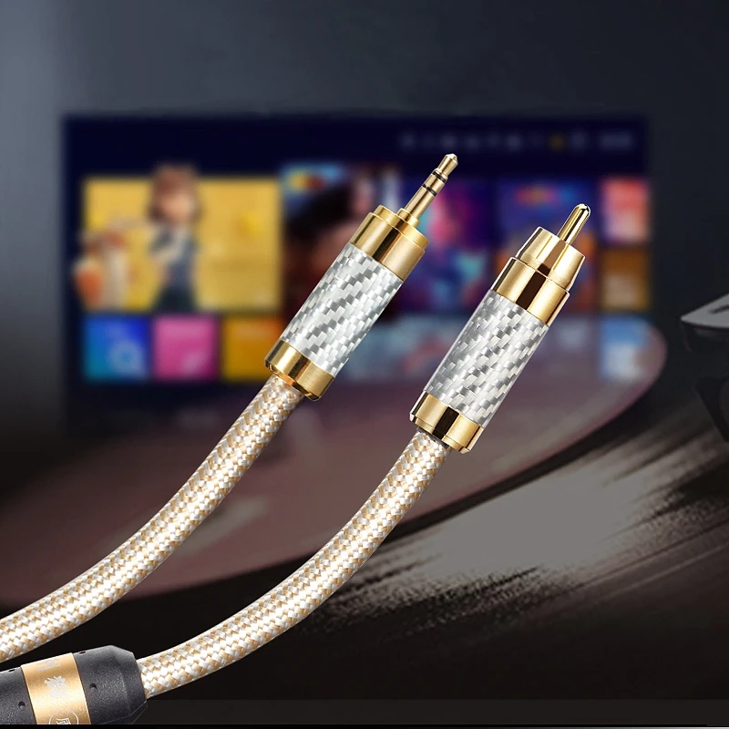Hifi Audio Cable Mini Jack 3 5mm to RCA Phono for Mobile Headphone Amplifier Soundbox Silver plated Wire 1M 1 5M 2M 3M