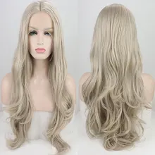 Bombshell Серебряный Платиновый Серый натуральный волнистый синтетический 13*3 парик фронта шнурка термостойкие волокна волос натуральный волос для женщин