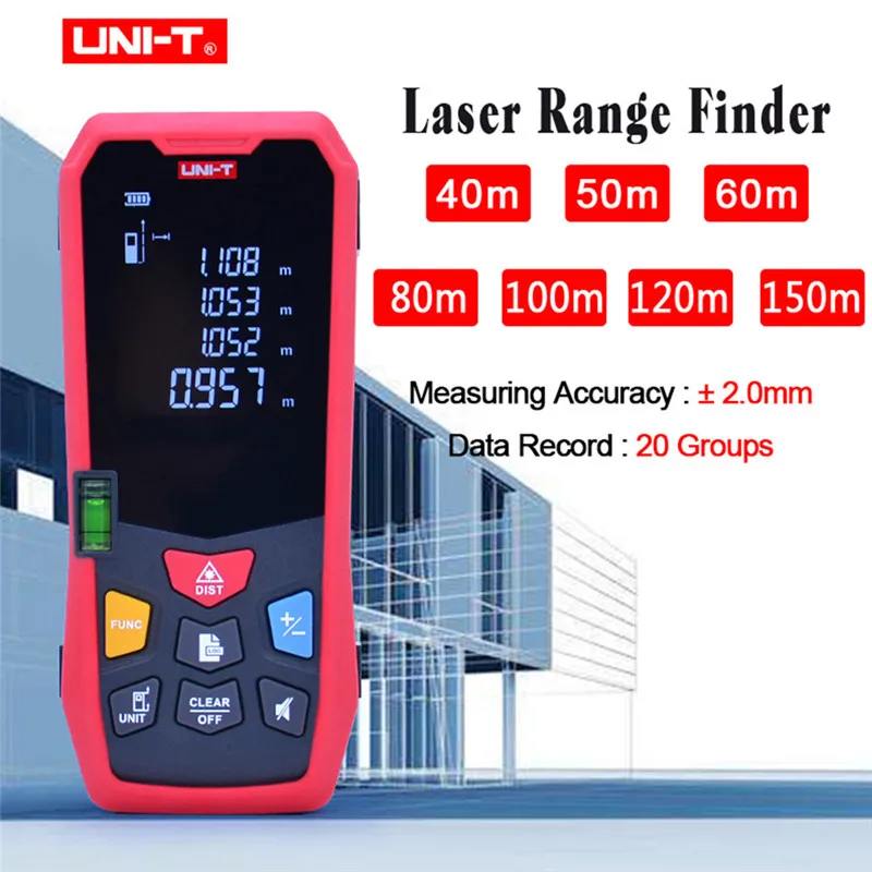 

UNI-T LM40 Laser Distance Meter Handheld Mini Laser Rangefinder Tape Range Finder Diastimeter Measure 40m 50m 80m 100m 120m 150m