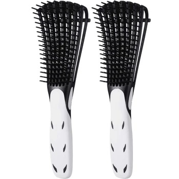 

2Pcs Detangling Brush, Black Hair Detangler, Long Thick Hair, with Enhanced Brace Attachment for Wet/Dry/Long Thick Curly Hair (