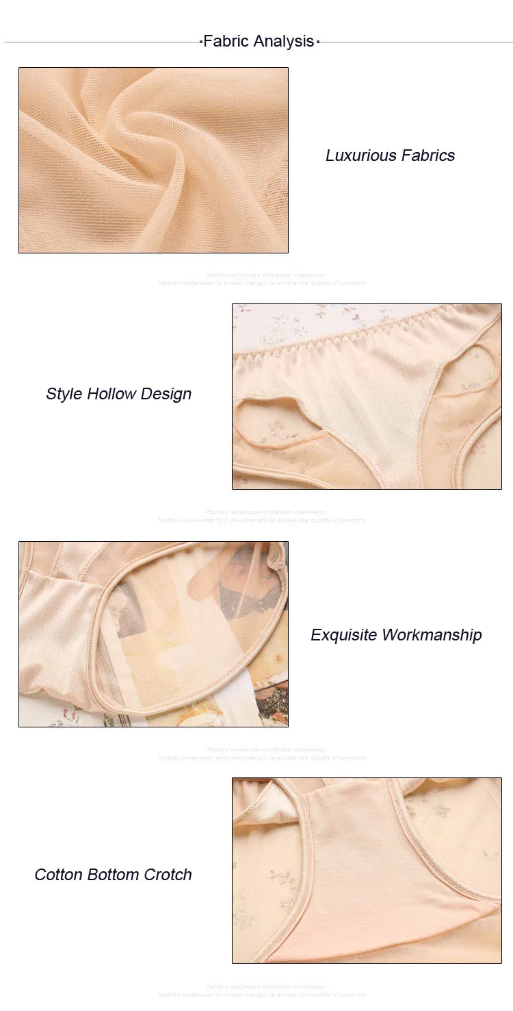 3PCS L-XXL Sexy Women's Panties Full Transparent Lace Seamless Cotton Plus Size Panty Briefs Hollow Gauze Women Underwear (12)