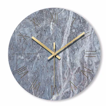 

Simple Decorative Wall Clock 12 INCH Round Clock Wall Clock for Living Room Nordic Modern Marble Kitchen Office Bedroom W50