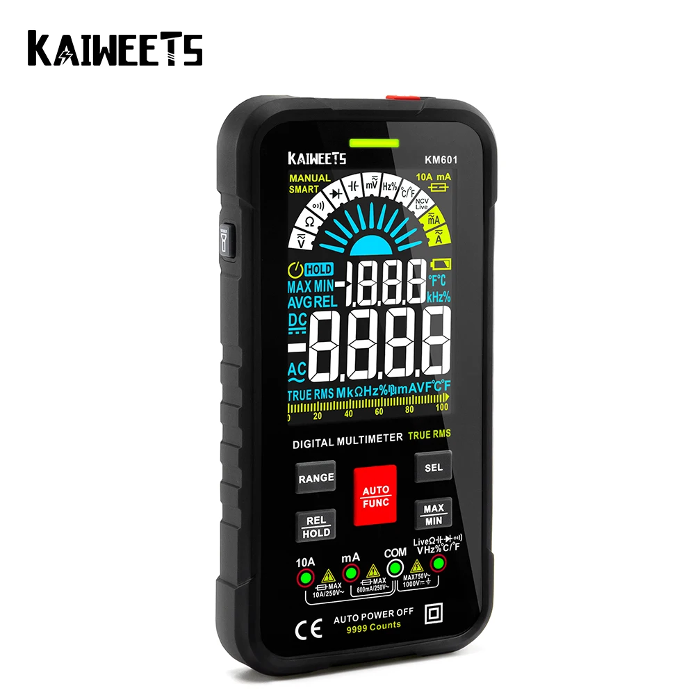 Цифровой мультиметр KAIWEETS KM601 9999 отсчетов умный автоматический диапазон 1000 В 10 А