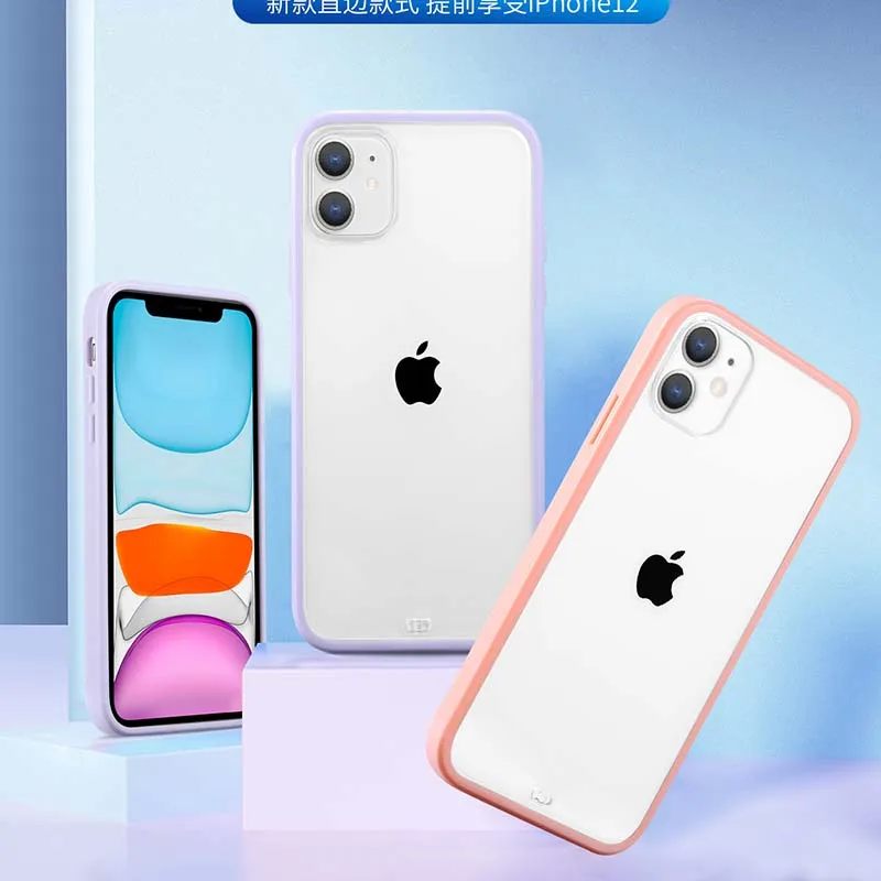 Dual Color Case For iPhone 13 12 Mini 11 Pro X S Max XR 7 8 Plus SE Shockproof Color Straight edge Clear Back Soft TPU Cover magsafe charger iphone 13