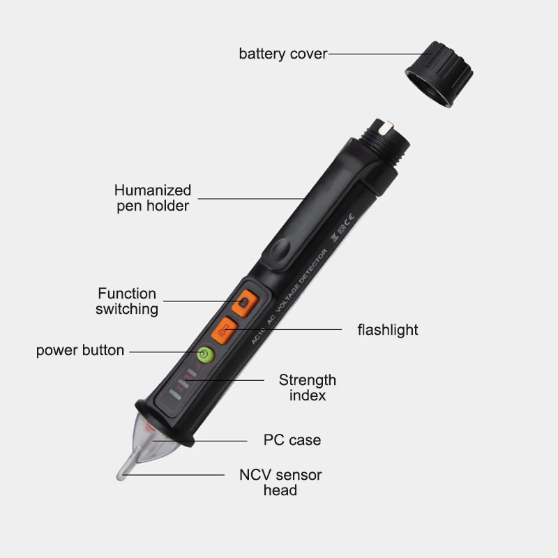 AC/DC тестер напряжения карандаш с фонариком освещения 12 V/48 V-1000 V Чувствительность напряжения Электрический Компактный ручка