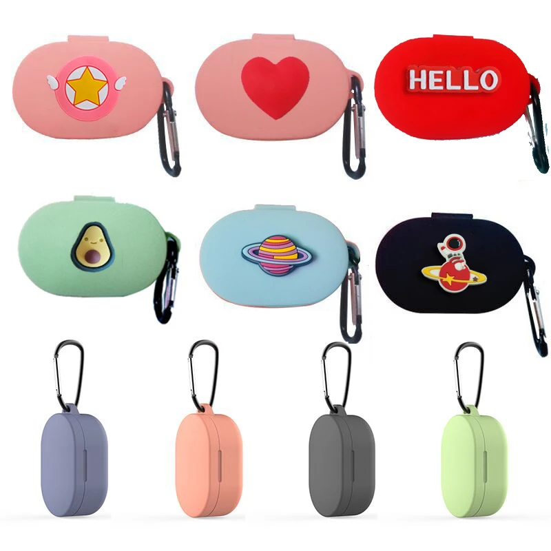 Funda con dibujos animados para auriculares Xiaomi MI Redmi AirDots, con gancho, TWS, Bluetooth, caja de carga inalámbrica
