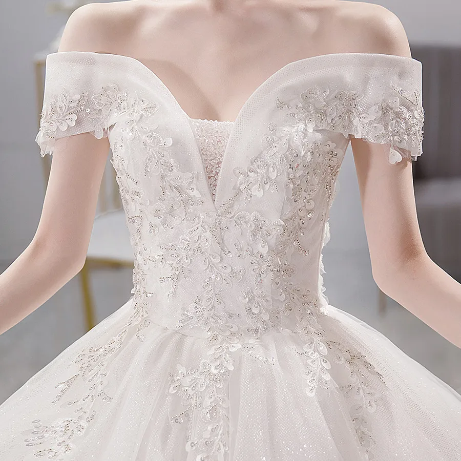 

New trending Bride Dress Off the Shoulder Beadings Lace платье на новый год 2022 wedding gown for bride белое платье bridal gown