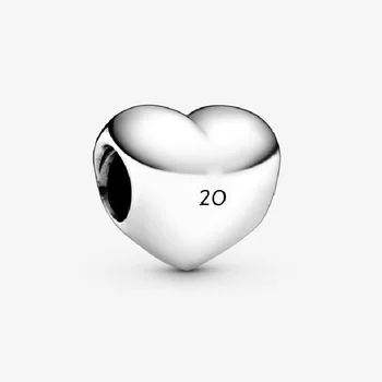 

JrSr New 100% 925 Sterling Silver Beads 20th Anniversary Love Heart Charms Fit Original Pandora Bracelet Women DIY Jewelry Gifts