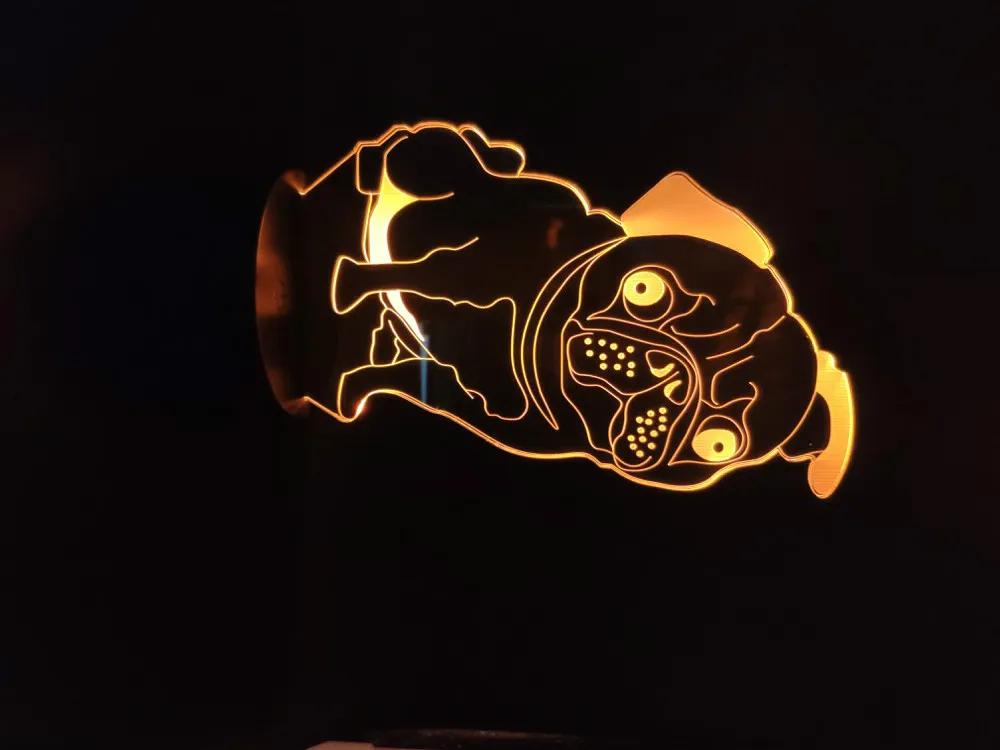 3D Lamp Pets Pug Cute Dog Animal Best Present for Children Battery