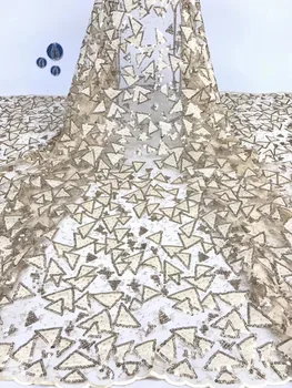 

NIAI French Tulle Lace Fabric 2019 High Quality Lace Sequins African Nigerian Mesh Lace Fabric For Wedding Dress Sewing
