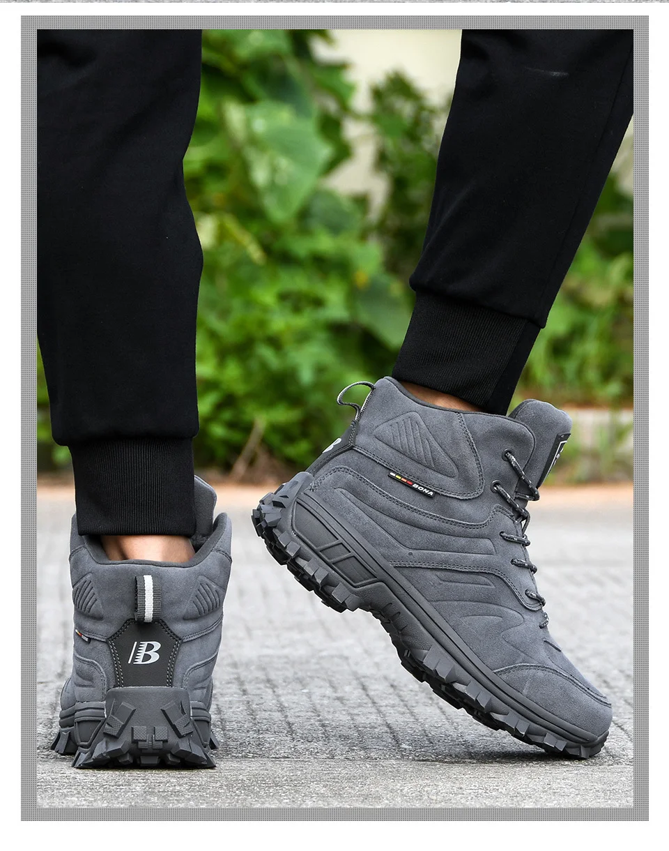 BOAN, мужская обувь для пешего туризма, нескользящая, обувь для альпинизма, мужская обувь для улицы, для охоты, Черная спортивная обувь для альпинизма, уличные кроссовки