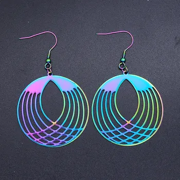

Super Unique Rainbow Color Stainless Steel Fashion Geometric Round Drop Earring for Women Party Jewelry Earring Gift